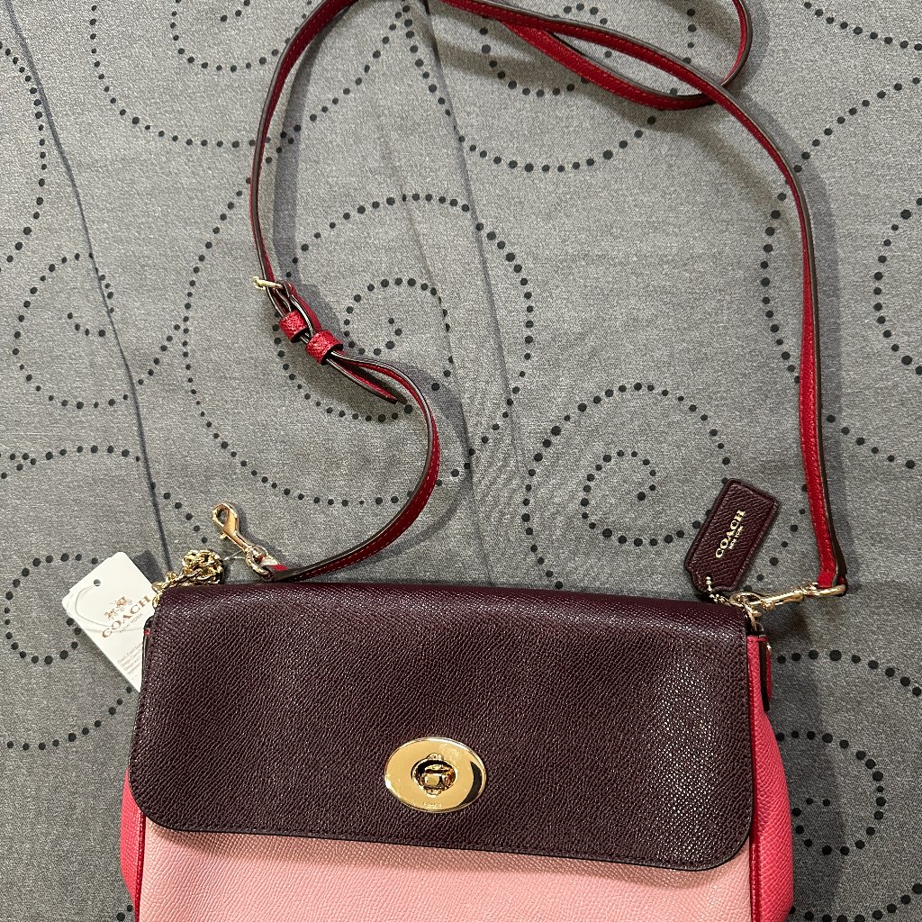 Nwt Coach F57501 Ruby Leather Crossbody Shoulder Clutch Purse Bag $325